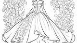 Premium Photo  Enchanting Ball Gown Coloring Page sketch template