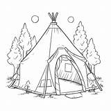 Teepee Wigwam Drawing Coloring Tent Pages Clipart Native Tipi Sheet  sketch template