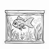 Rectangular Aquarium With A Fish For Coloring Page Kids  sketch template