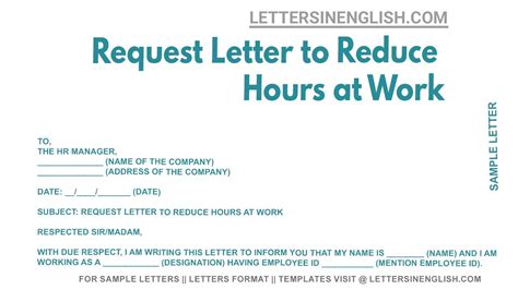 Sample Letter For Reducing Work Hours