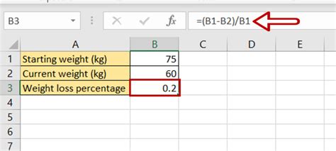 How To Calculate The Percentage Of Weight Loss In Excel | SpreadCheaters