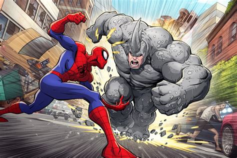 Spider-Man vs Rhino by PatrickBrown on DeviantArt