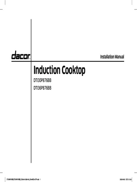 Fillable Online Induction Cooktop - Dacor Fax Email Print - pdfFiller