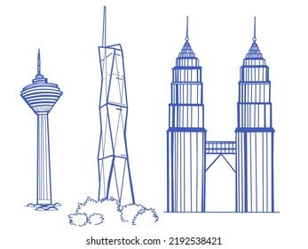 Kuala Lumpur City Skyscrapers Klcc Merdeka Stock Illustration ...