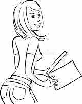 Whiteboard Drawing  Blond Girl With Clapboard Stock Vector sketch template