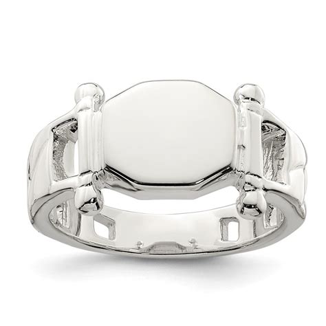 White Sterling Silver Ring Band Signet Fancy - Walmart.com