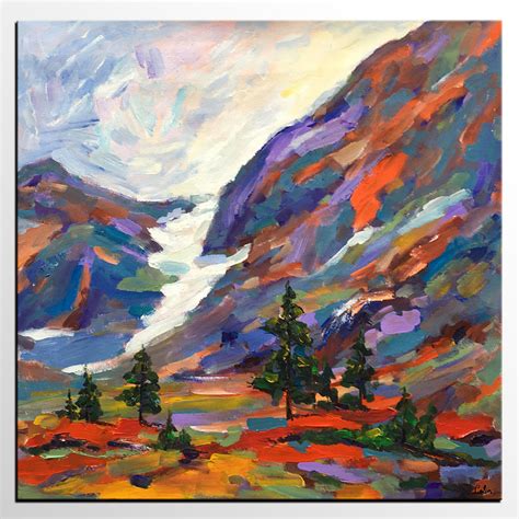 Abstract Autumn Art, Canvas Art, Autumn Mountain Landscape Painting, R