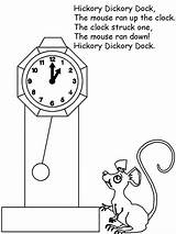 Nursery Hickory Dickory Dock Coloring Rhymes Pages Rhyme Clipart  sketch template