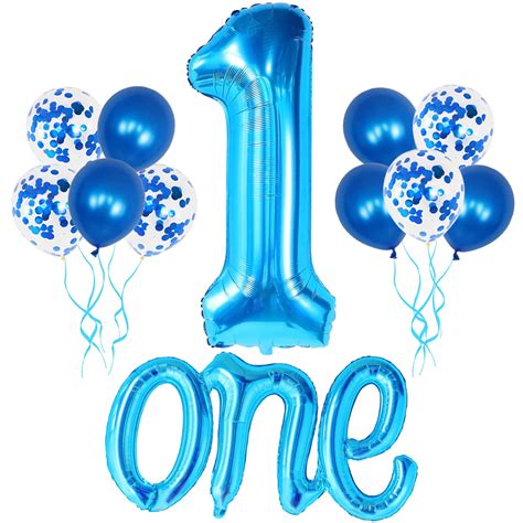 Blue 1 Balloon for First Birthday - 40 Inch | Blue Number 1 Balloon ...