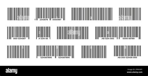 Barcodes collection. Black label barcode for product identification, grocery price tag ...