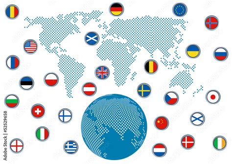 world map with flags, vector background Stock Vector | Adobe Stock