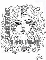 Coloring Page  Leo Zodiac Girl 12 Signs A4 Printable Adult Tattoo sketch template