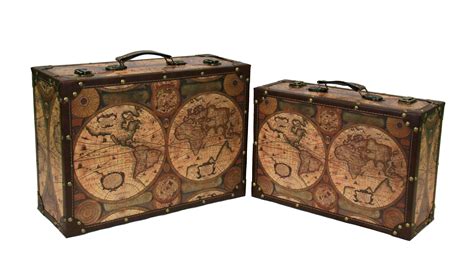 2 Pieces Decorative World Map Suitcase, Set of 2 | Boxman