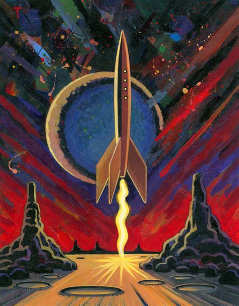 Rocket Painting # 48 | Space art, Retro art, Retro rocket