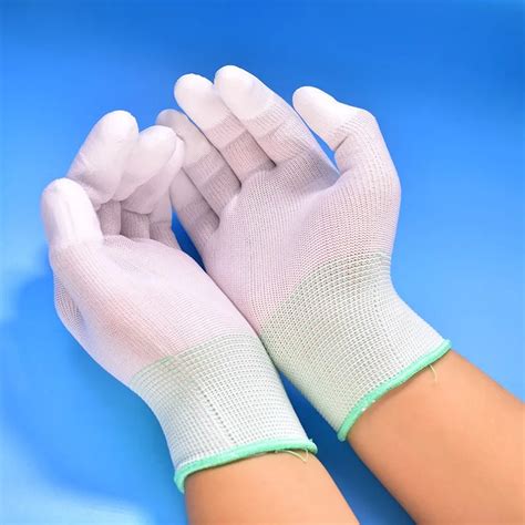 1pair Antistatic Gloves Anti Static ESD Electronic Working Gloves Pu Coated Palm Coated Finger ...