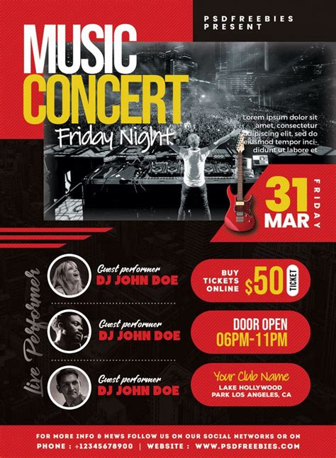Live Music Concert Event Flyer PSD | PSDFreebies.com