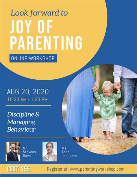 Blue Parenting Workshop Flyer Template | PosterMyWall