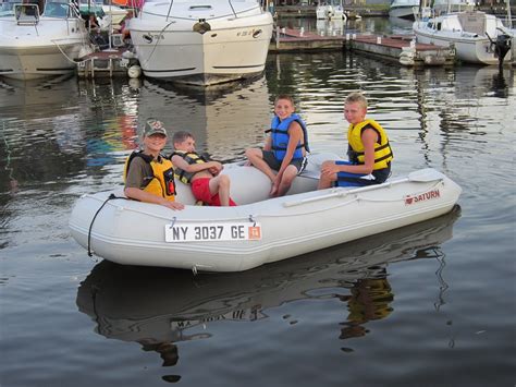 Saturn 9.6' inflatable motor boats are perfect size for small runabout.