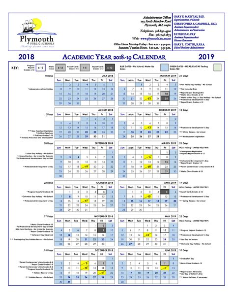 The 2018-2019 school calendar... - Plymouth Public Schools