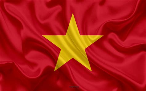 Download wallpapers Flag of Vietnam, 4k, silk texture, red flag, Vietnam, Asia, national symbols ...