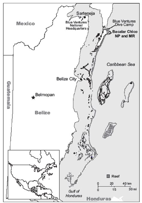 Map of Belize showing the study site of Sarteneja, and Blue Ventures'... | Download Scientific ...