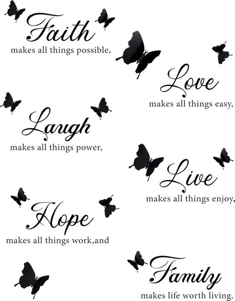 Amazon.com: 6 Pieces Faith Hope Love Laugh Family Live Wall Decal ...