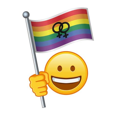 Emoji with Rainbow lesbian pride flag Large size of yellow emoji smile ...