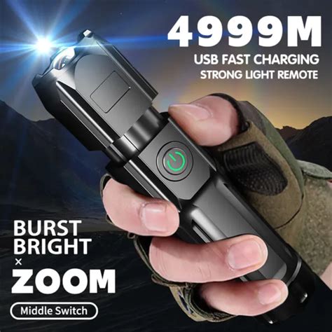 WATERPROOF USB RECHARGEABLE 990000LM CREE LED Tactical Flashlight Torch Zoomable $10.99 ...