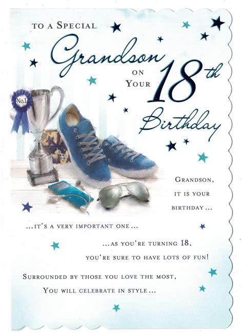 Grandson 18th Birthday Card ~Special Grandson On Your 18th Birthday ~ Sentiment Verse - With ...