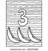 Number Three Learning Page Coloring Fruit Stock Vector Royalty Free  sketch template