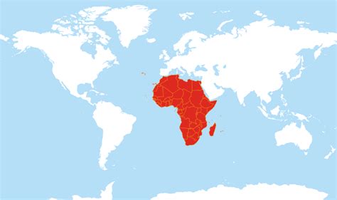 Where is Africa located on the World map?