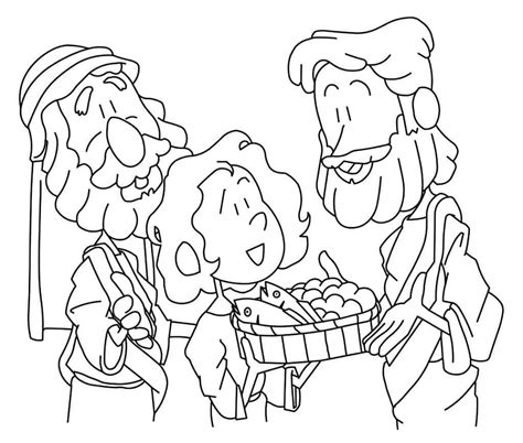 Jesus Feeds 5,000 Coloring Page - Kids Bible Lessons