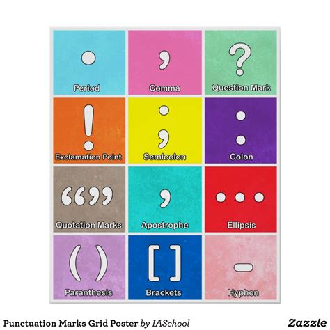 Punctuation Marks Grid Poster | Zazzle | Grid poster, Punctuation marks, Punctuation posters