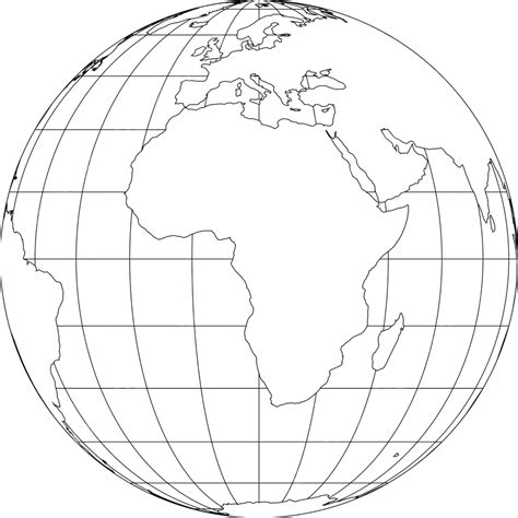 Vector Illustration Of An Earth Globe With A World Map Outline Highlighting Africa Vector, World ...