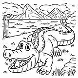Crocodile Animal Coloring Page For Kids Stock Vector  Illustration Of sketch template