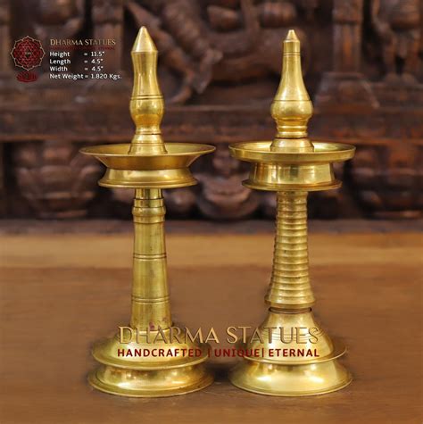 Brass Original Kerala Nilavilakku Minaram & Kalash Oil Lamps Cleansed ...