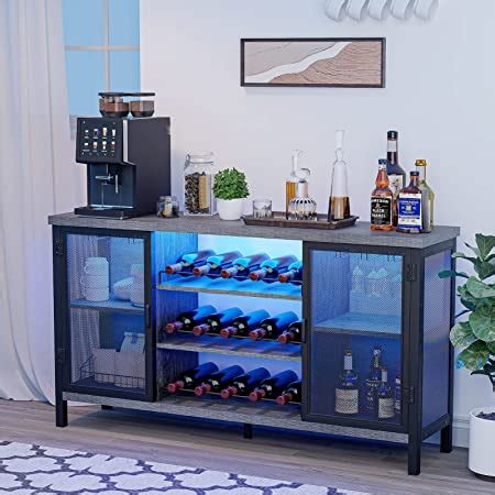 Amazon.com: Wine Liquor Cabinet Bar for Home - Coffee Bar Cabinet with RGB Led Lights, Buffet ...