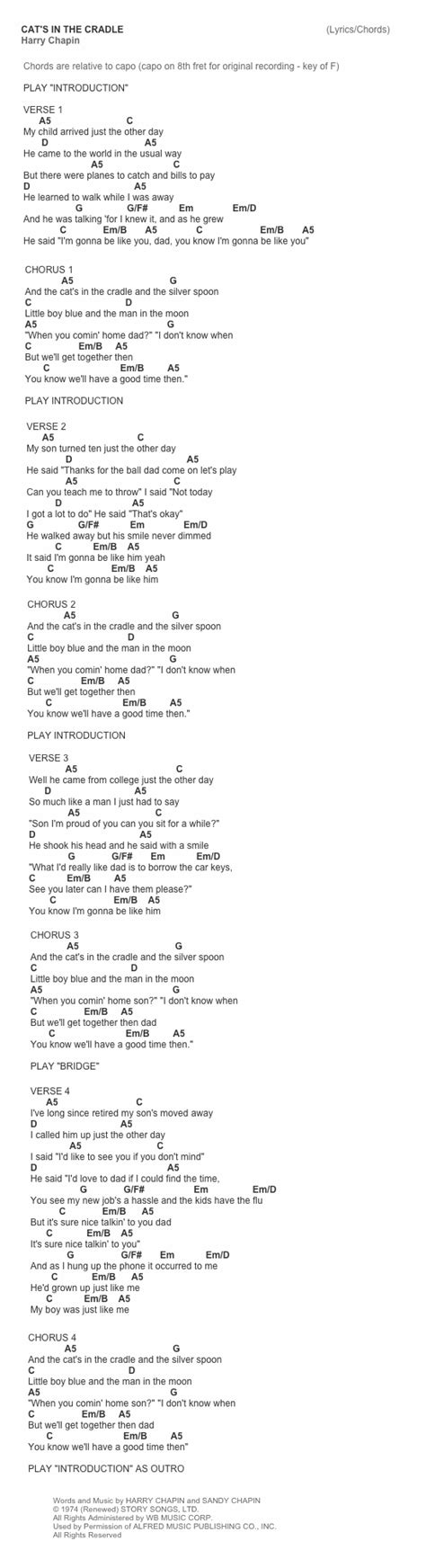 Cats In The Cradle Guitar Chords | Guitar Chord Song