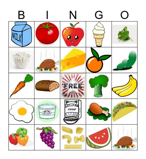 Learning The Food Groups! Bingo Card