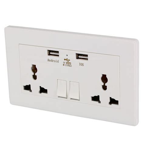 Universal Dual 2 USB Electric Wall Power Socket Outlet Adapter Plug Plate 2100mA | eBay