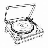 Un Dibujo De tocadiscos Con Disco En El Frente  Vector Premium sketch template