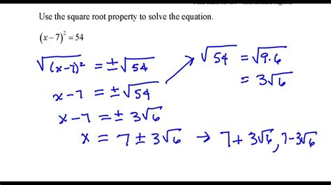 Use the square root property to solve the equation. - YouTube