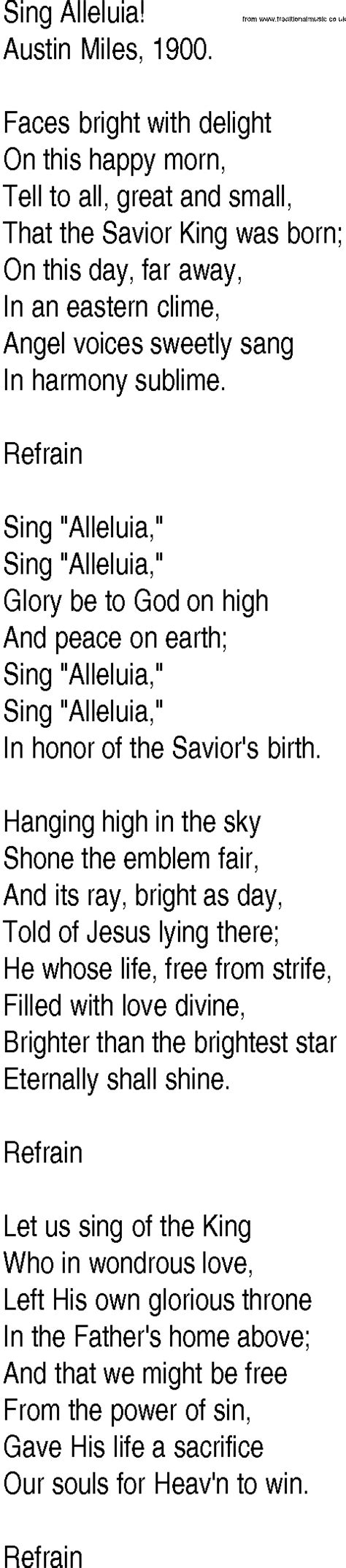 Hymn and Gospel Song Lyrics for Sing Alleluia! by Austin Miles