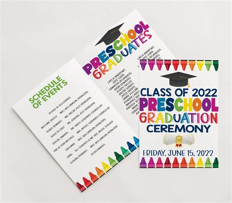 Preschool Graduation Ceremony Program Template Prek Pre-k - Etsy