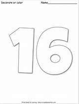 Giant Number 16 Coloring Page  Made By Teachers sketch template