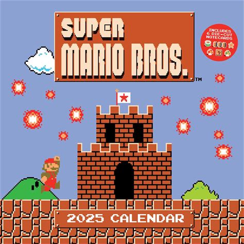 Super Mario Bros. 8-Bit Retro 2025 Wall Calendar with Bonus Diecut ...