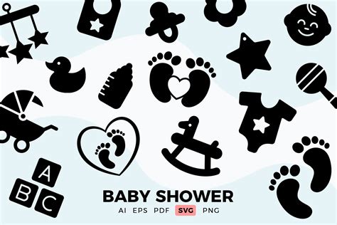 Baby Shower Clipart Set Graphic by DTCreativeLab · Creative Fabrica