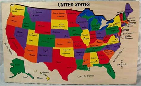 US Map Puzzle with State Capitals. Teaching and by YouNameItToys