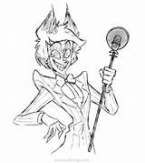 Alastor Hazbin Coloring Page sketch template