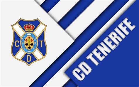 Download wallpapers CD Tenerife, 4k, material design, Spanish football club, blue white ...